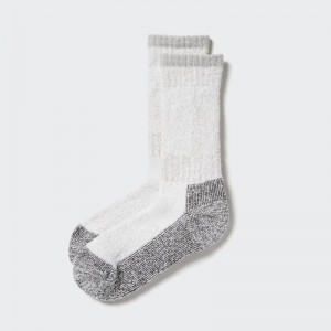 Grey Uniqlo Heattech Soft Pile Heather Men Socks | 9387135