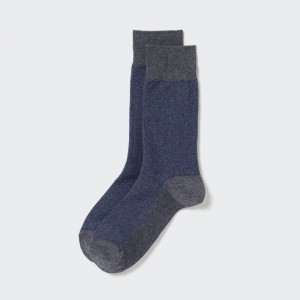Grey Uniqlo Herringbone Men Socks | 6872617