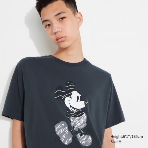 Grey Uniqlo Mickey Stands Ut Short-sleeve Graphic Men T Shirts | 8165463