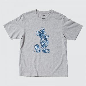 Grey Uniqlo Mickey Stands Ut Short-sleeve Graphic Men T Shirts | 3243393