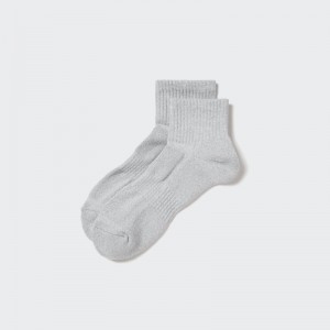 Grey Uniqlo Pile Half Men Socks | 9696124