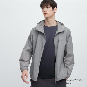 Grey Uniqlo Pocketable Uv Protection 3d Cut Men Parka | 1402906