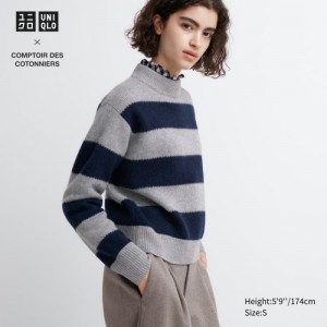 Grey Uniqlo Premium Lambswool Long-Sleeve Women Sweaters | 8241067