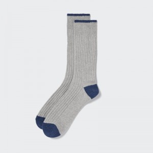 Grey Uniqlo Ribbed Men Socks | 1718524