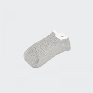 Grey Uniqlo Ribbed Short Men Socks | 7213555
