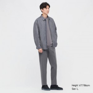 Grey Uniqlo Smart Comfort Ankle Length Men Pants | 8496961