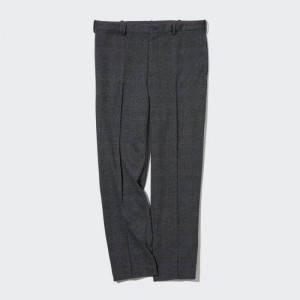 Grey Uniqlo Smart Glen Checked Ankle Length Men Pants | 5157018