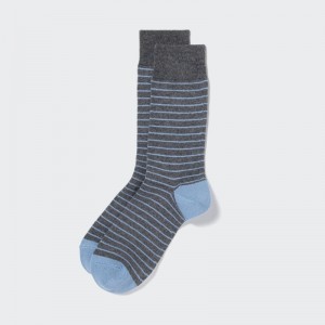 Grey Uniqlo Striped Men Socks | 503744