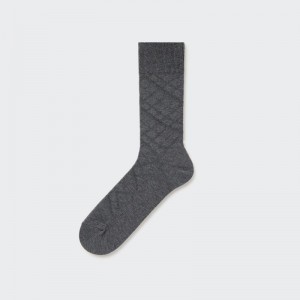 Grey Uniqlo Supima Cotton Links Checked Men Socks | 4920537