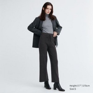 Grey Uniqlo Washable Knit Ribbed Women Pants | 2083651