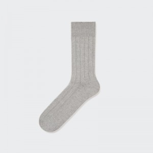 Grey Uniqlo Wide-ribbed Men Socks | 541267