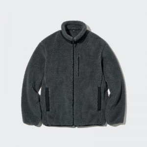 Grey Uniqlo Windproof Outer Fleece Men Jackets | 4158315