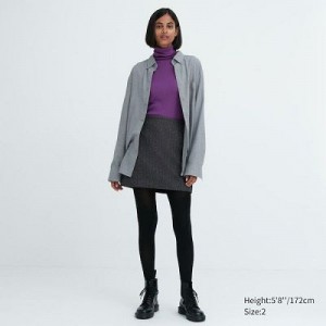 Grey Uniqlo Wool Blend Mini Women Skirts | 3146012