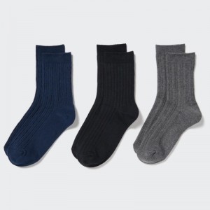 Navy Uniqlo 3 Pack Women Socks | 9303368