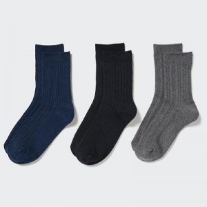 Navy Uniqlo 3 Pairs Women Socks | 1741070