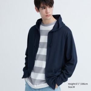 Navy Uniqlo Airism Uv Protection Full-zip Men Hoodie | 1541502
