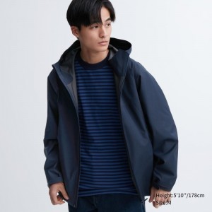 Navy Uniqlo Blocktech 3d Cut Men Parka | 5477578