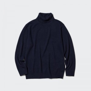 Navy Uniqlo Cashmere Turtleneck Long-sleeve Women Sweaters | 1286979