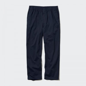 Navy Uniqlo Cotton Relaxed Ankle Women Pants | 9099799