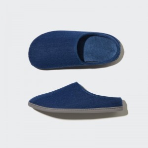 Navy Uniqlo Denim Like Room Rubber Sole Men Slippers | 2780993