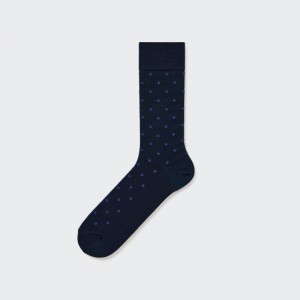 Navy Uniqlo Dotted Men Socks | 6664995