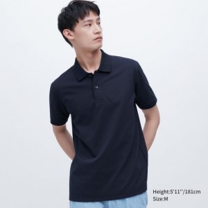 Navy Uniqlo Dry Pique Women Polo Shirts | 3176322