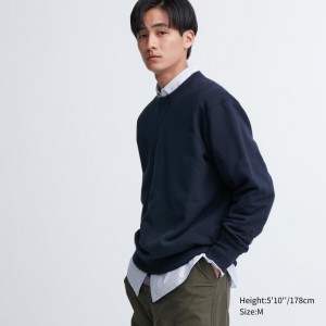 Navy Uniqlo Elegant Men Sweatshirts | 3770514
