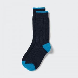 Navy Uniqlo HEATTECH Cable Women Socks | 4850272
