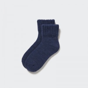 Navy Uniqlo HEATTECH Pile Women Socks | 405268