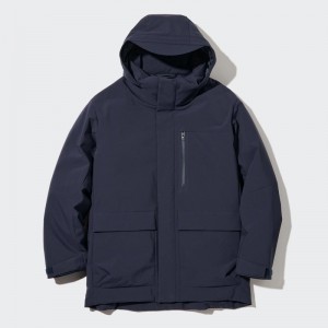 Navy Uniqlo Hybrid Down Men Parka | 493359