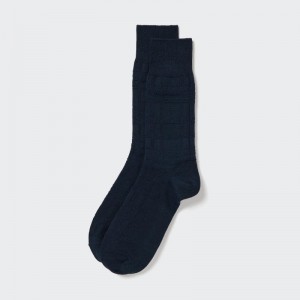Navy Uniqlo Links Checked Men Socks | 9142980