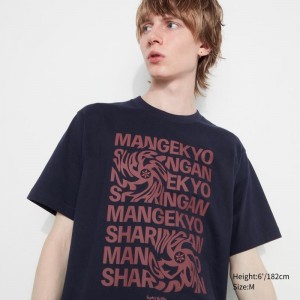 Navy Uniqlo Naruto Ut Short-sleeve Graphic Sasuke Uchiha Men T Shirts | 9791234