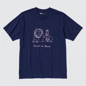 Navy Uniqlo PEACE FOR ALL Lisa Larson Short-Sleeve Women T Shirts | 7249181