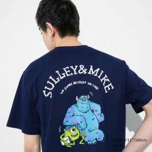 Navy Uniqlo Pixar Art Ut Short-sleeve Graphic Kazuma Mikami Men T Shirts | 8585725