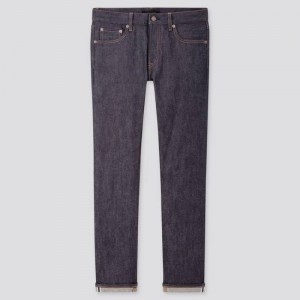 Navy Uniqlo Selvedge Stretch Slim Fit Men Jeans | 2904946