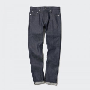 Navy Uniqlo Selvedge Stretch Slim Fit Men Jeans | 9666074