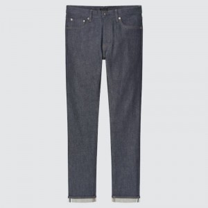 Navy Uniqlo Selvedge Stretch Slim Fit Men Jeans | 9129188