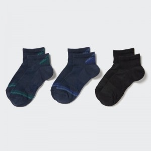 Navy Uniqlo Short 3 Pack Sports/Piled Women Socks | 6785295