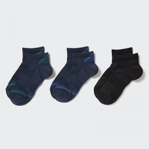 Navy Uniqlo Short 3 Pack Women Socks | 4930718