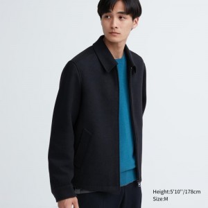 Navy Uniqlo Single Collar Short Men Jackets | 4990503