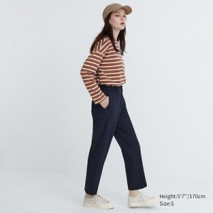 Navy Uniqlo Smart Ankle (2-Way Stretch) Women Pants | 1985756