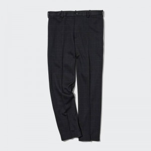 Navy Uniqlo Smart Windowpane Checked Ankle Length Men Pants | 5465279