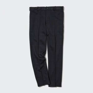 Navy Uniqlo Smart Windowpane Checked Ankle Length Men Pants | 4144331