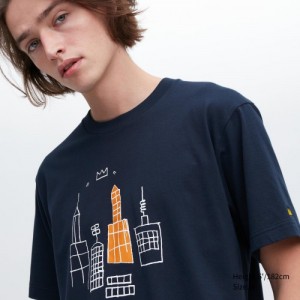 Navy Uniqlo UT Archive UT Short Sleeve Jean-Michel Basquiat Women T Shirts | 3993128