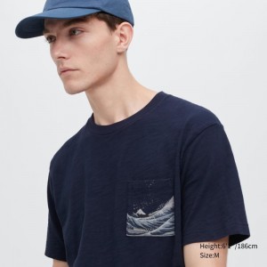 Navy Uniqlo Ukiyo-e Ut Short-sleeve Graphic Men T Shirts | 9219948