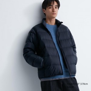 Navy Uniqlo Ultra Light Down 3d Cut Wide Quilt Men Jackets | 662478