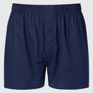 Navy Uniqlo Woven Dotted Boxer Men Underwear | 9914771