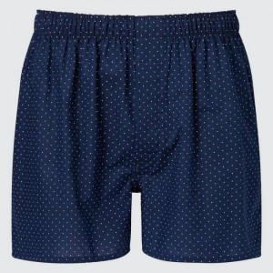 Navy Uniqlo Woven Dotted Print Boxers Men Underwear | 458522