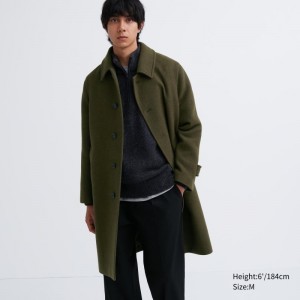 Olive Uniqlo Balmacaan Men Coats | 5804966
