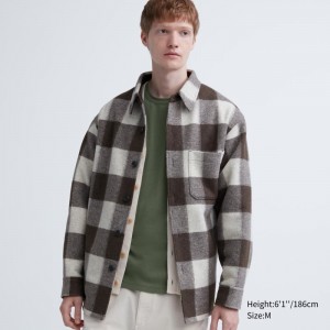 Olive Uniqlo Heattech Cotton Waffle Crew Neck Extra Warm Men T Shirts | 3877438